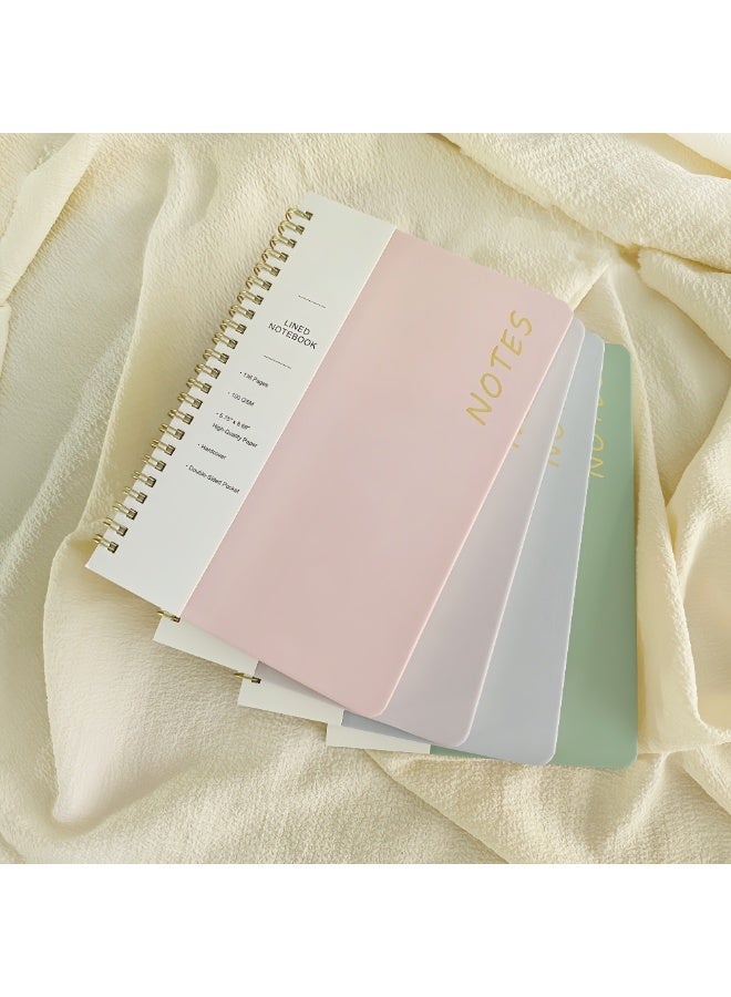 Portable A5 Notebook for writing, 4-Piece Hardcover Memo Diary Notepad, Notebook for Daily Weekly and Monthly Goals Planner, Hard Cover Memo Diary, Lined Thick Paper Journal Notebook, Ideal for Women & Men, Travel, Work, School (Purple, Green, Pink, Blue) - Image 3